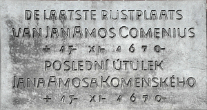 Comenius Mausoleum Hinweistafel – Facetten des Gedenkens – gestern und heute