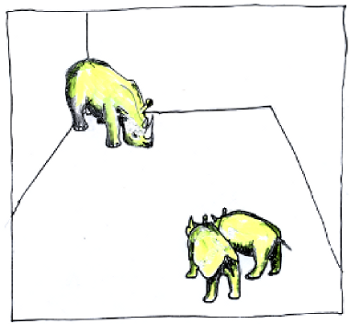 Karikatur – drei Nashrner im Mnsteraner Zoo